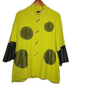 Moonlight Y&S Fashion Design Maximalist Crinkle Blouse Mesh Bell Sleeve M Dots